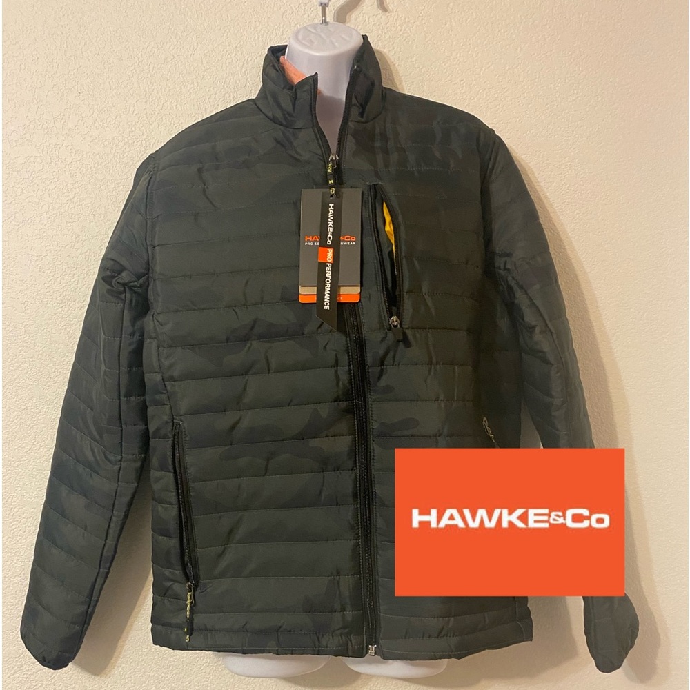 Hawk & Co Lightweight puffer jacket pro series performance outerwear. Camouflage